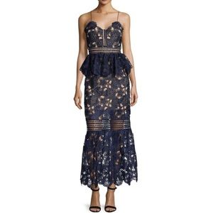 SELF-PORTRAIT Amaryllis Navy Lace column dress
